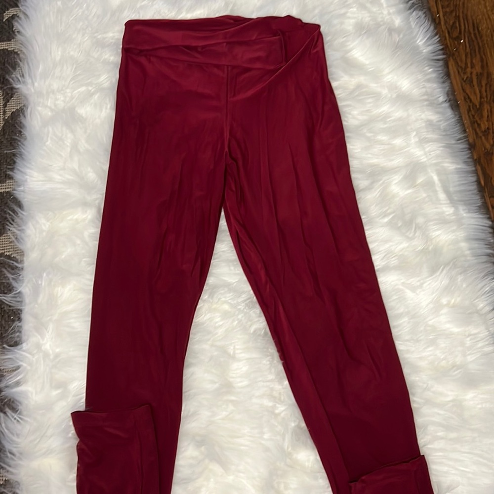 Fashion Nova Burgundy Ruched Behind Leggings